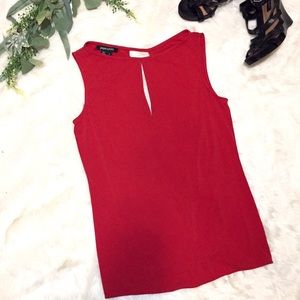 NWT Paperwhite Draped Top Red Jersey Sleeveless Small